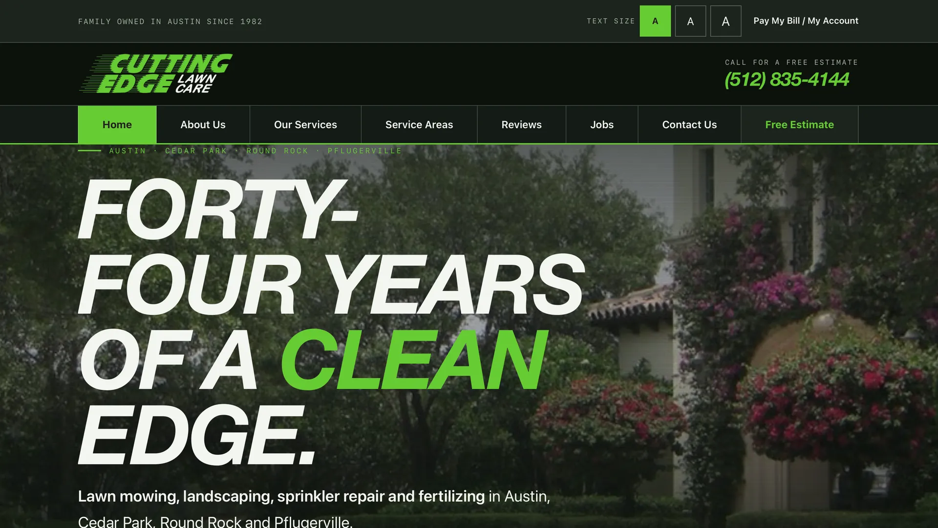 Cutting Edge Lawn Care's redesigned website