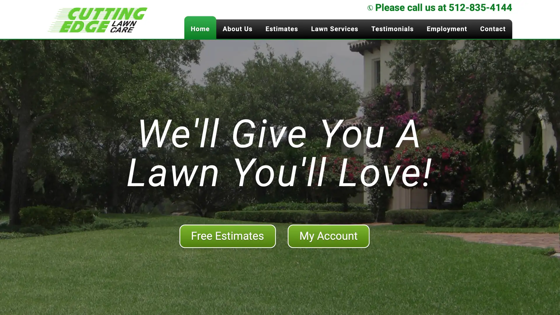 Cutting Edge Lawn Care's previous website