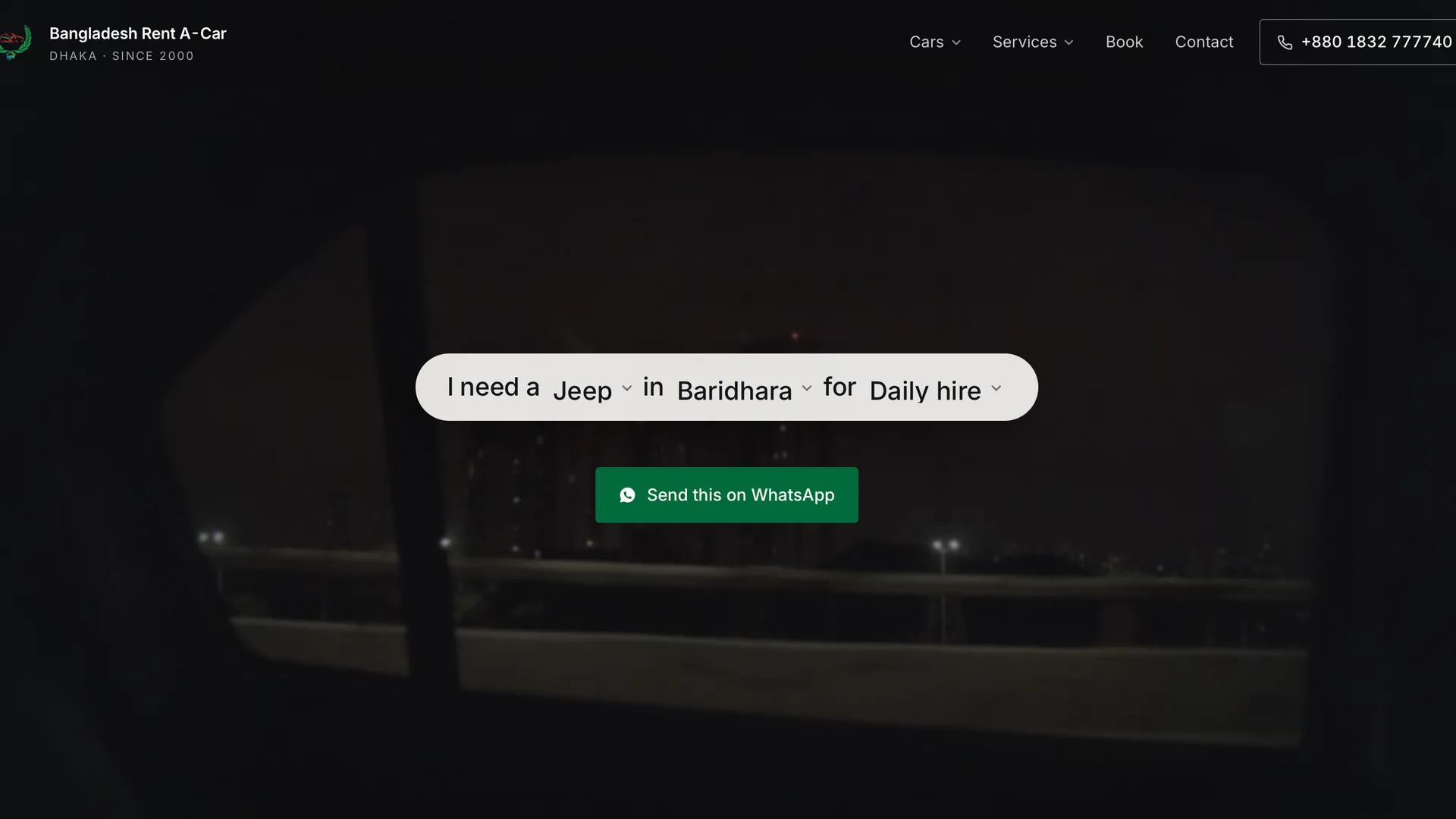 Bangladesh Rent A-Car's redesigned website